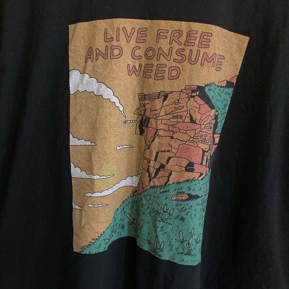 Black Graphic T-Shirt with Colorful Print